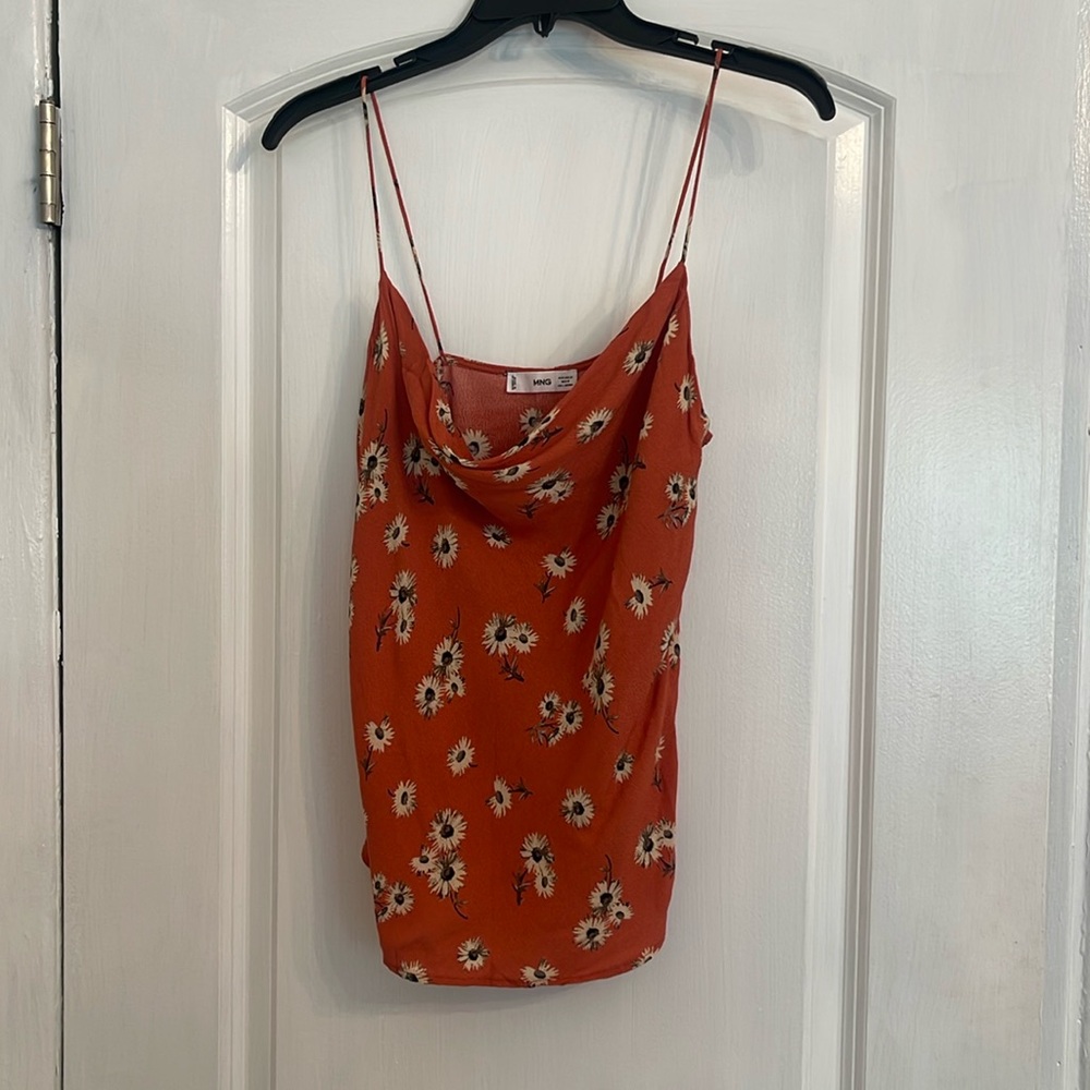 Mango floral cowl neck tank